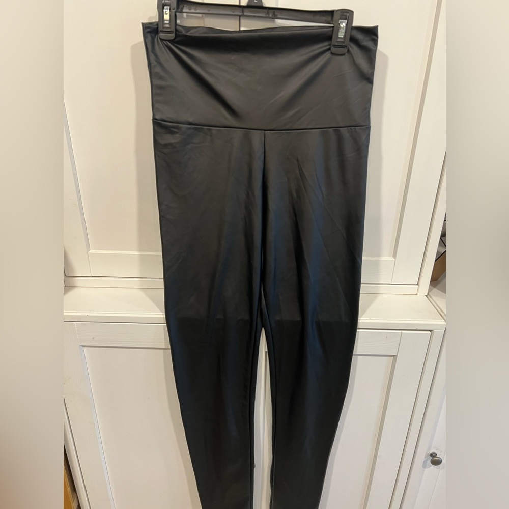 Faux leather leggings.